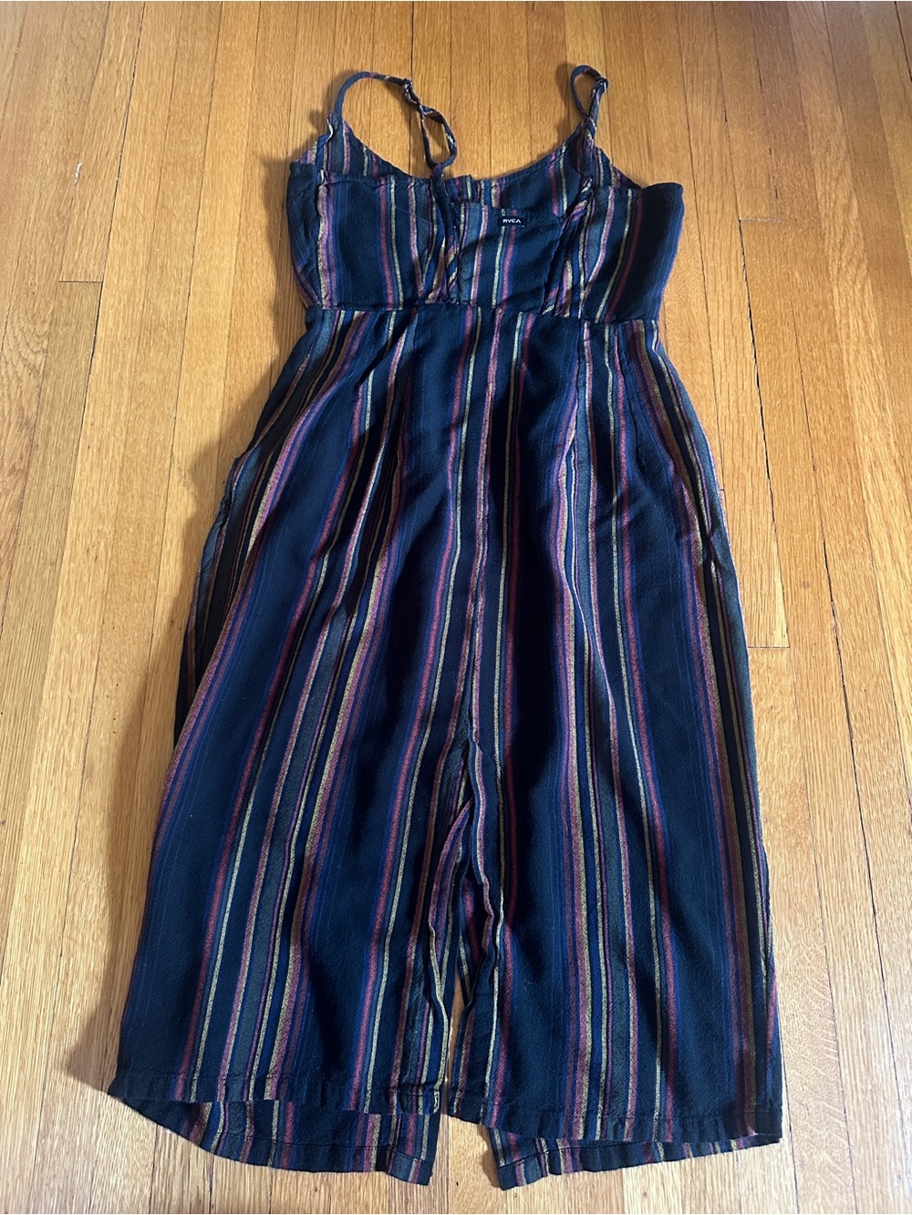 RVCA Medway Black Multi Striped Button-Up Midi Dress, Size XS - Picture 7 of 8